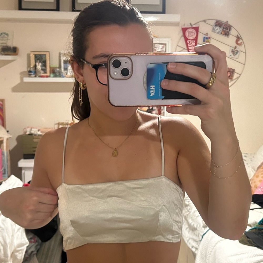 Zara Elegant Champagne Crop Top
